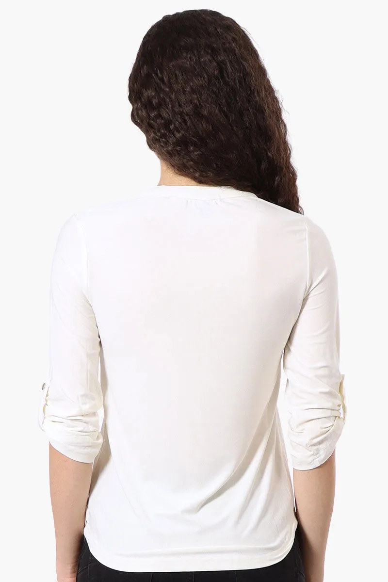 Beechers Brook Solid 1/4 Zip Roll Up Sleeve Shirt - White sold by Fairweather product image thumbnail 3