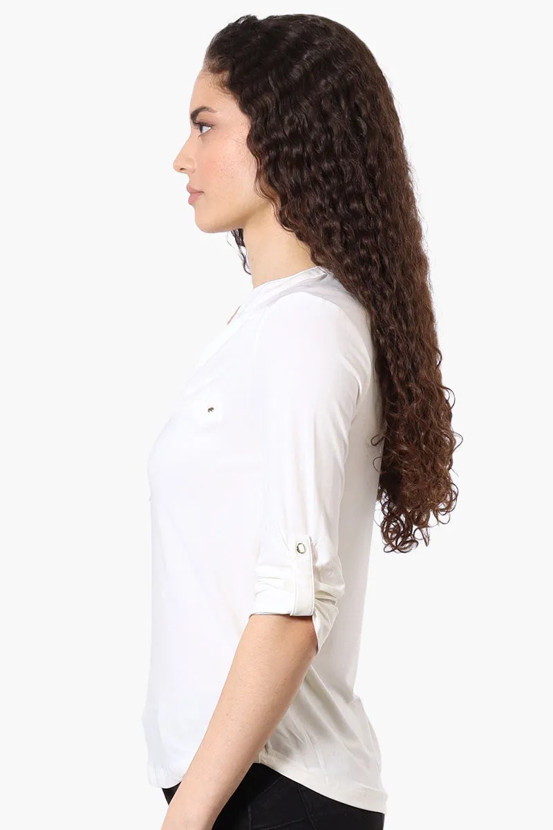 Beechers Brook Solid 1/4 Zip Roll Up Sleeve Shirt - White sold by Fairweather product image thumbnail 2