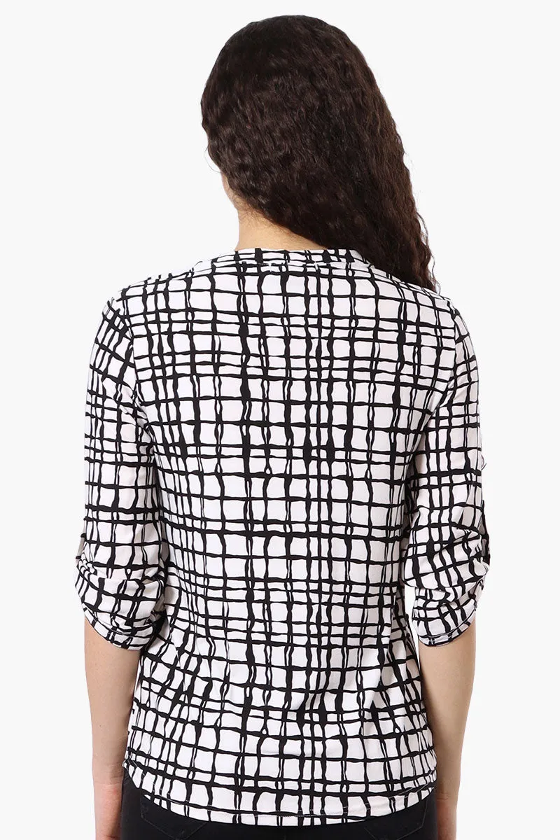 Beechers Brook Patterned Half Zip Roll Up Sleeve Shirt - White sold by Fairweather product image thumbnail 3