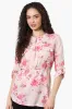 Beechers Brook Floral Half Zip Tie Waist Blouse - Pink sold by Fairweather