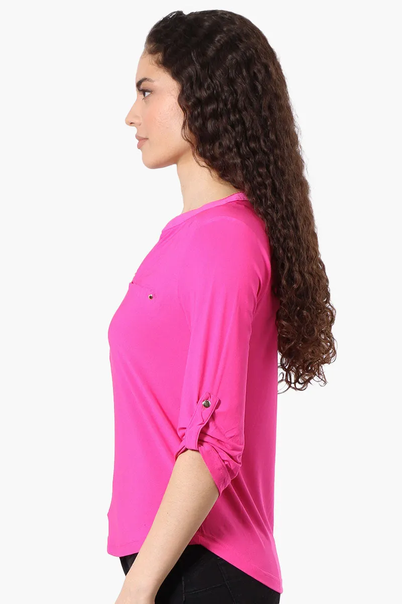 Beechers Brook Solid 1/4 Zip Roll Up Sleeve Shirt - Pink sold by Fairweather product image thumbnail 2