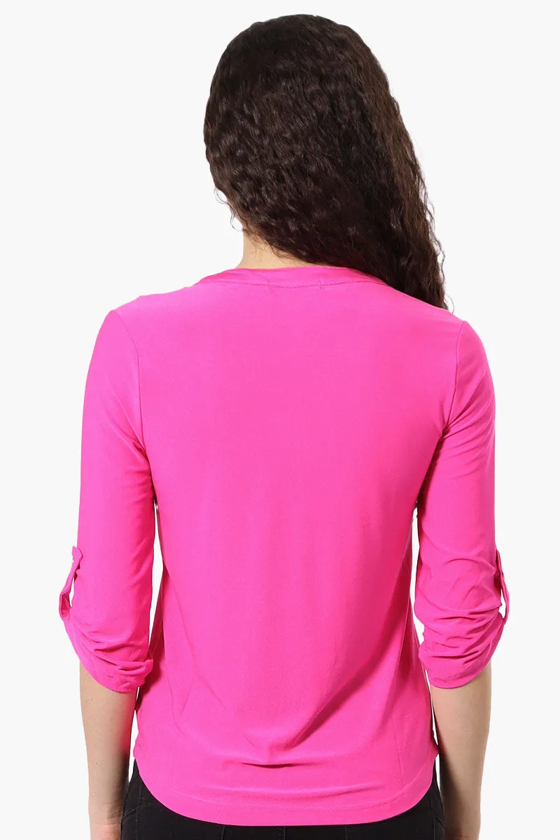 Beechers Brook Solid 1/4 Zip Roll Up Sleeve Shirt - Pink sold by Fairweather product image thumbnail 3