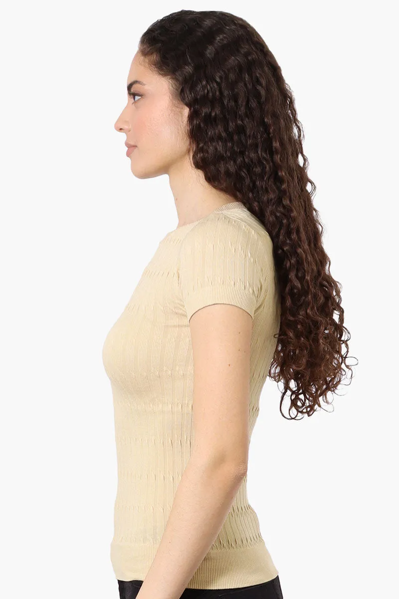 Magazine Ribbed Crew Neck Tee - Beige sold by Fairweather product image thumbnail 2