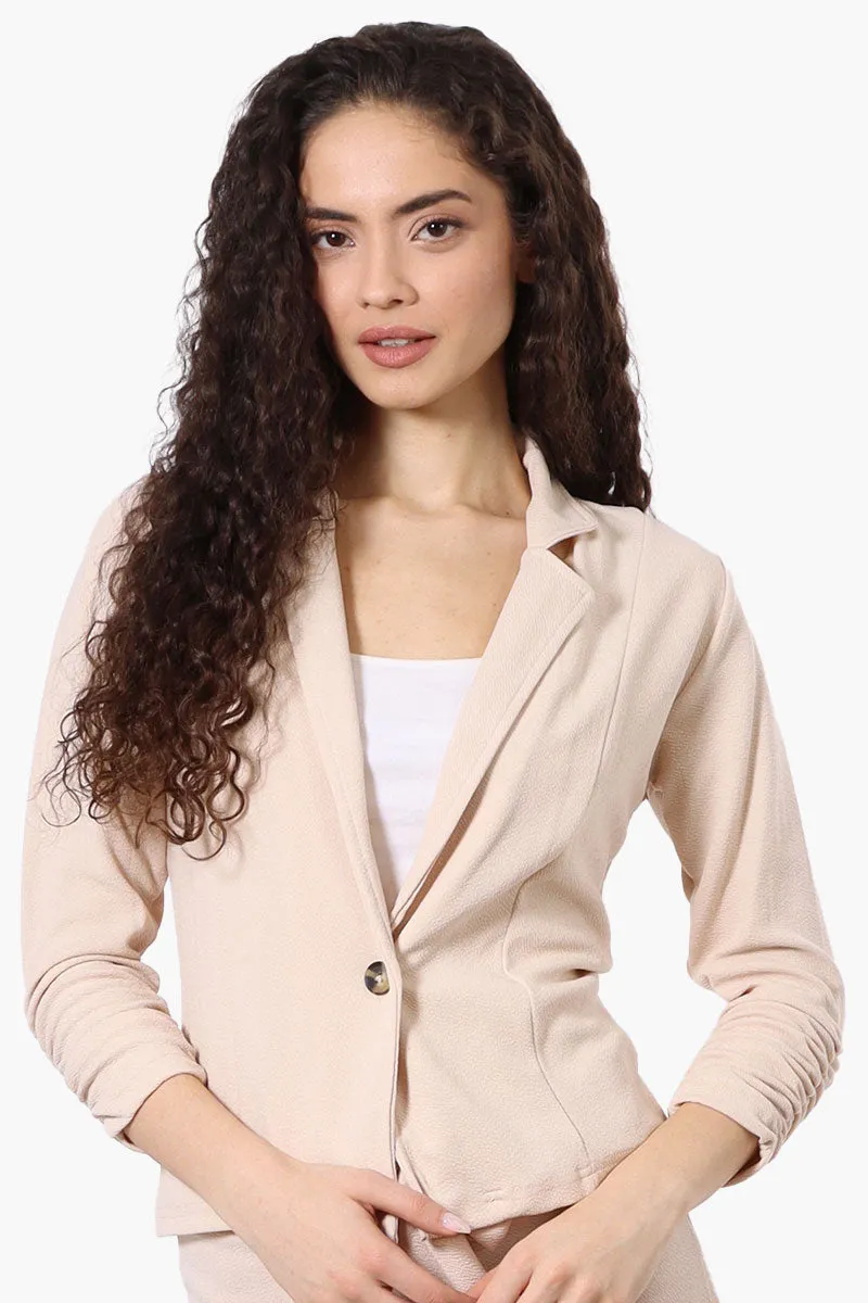 Majora Cinched Sleeve Single Button Blazer - Cream sold by Fairweather