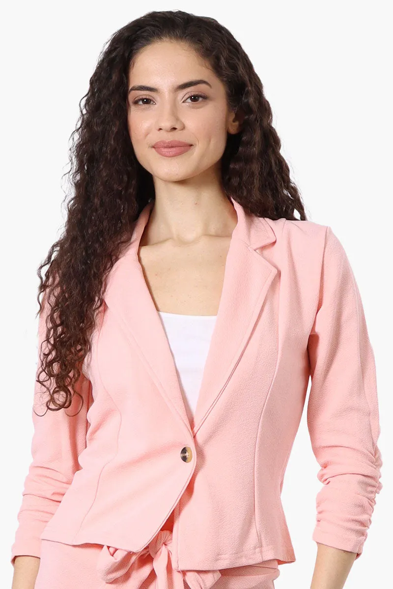 Majora Cinched Sleeve Single Button Blazer - Pink sold by Fairweather
