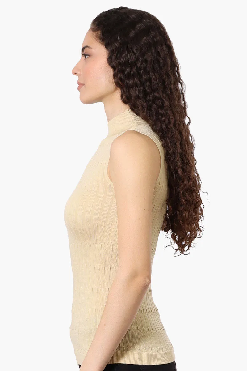Magazine Ribbed Sleeveless Mock Neck Tank Top - Beige sold by Fairweather product image thumbnail 2