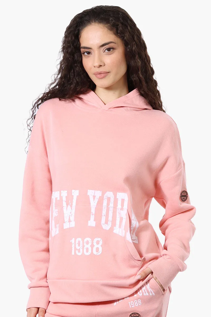 Fahrenheit Oversized New York Print Hoodie - Pink sold by Fairweather