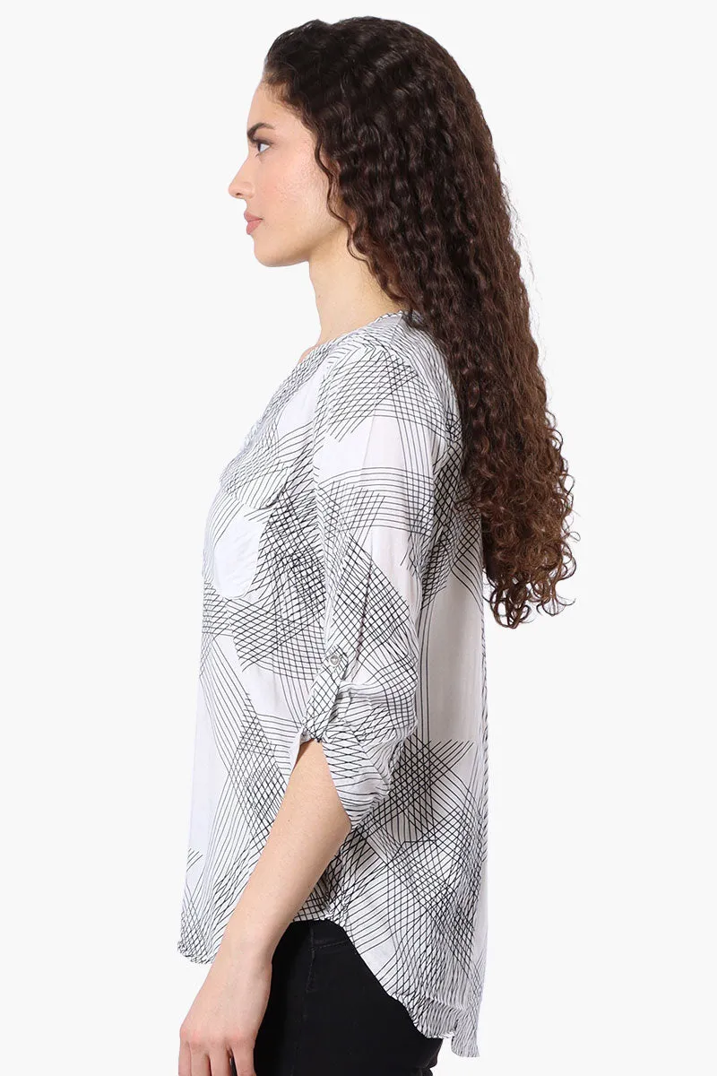 Beechers Brook Patterned Roll Up Sleeve Blouse - White sold by Fairweather product image thumbnail 2