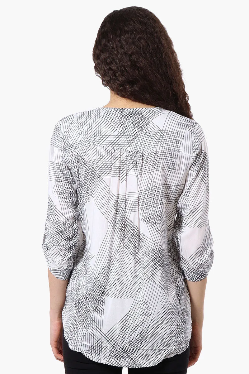 Beechers Brook Patterned Roll Up Sleeve Blouse - White sold by Fairweather product image thumbnail 3