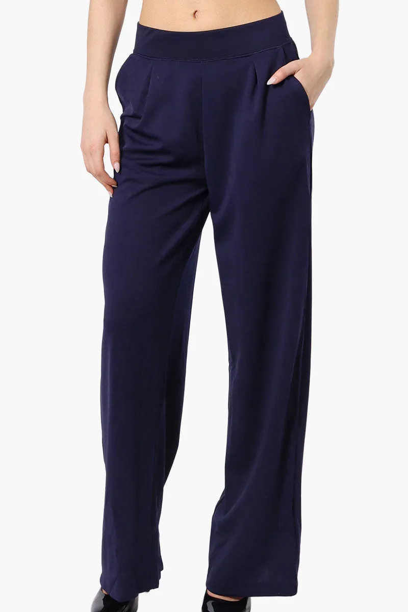 Costa Blanca Pleated Wide Leg Pants - Navy sold by Fairweather
