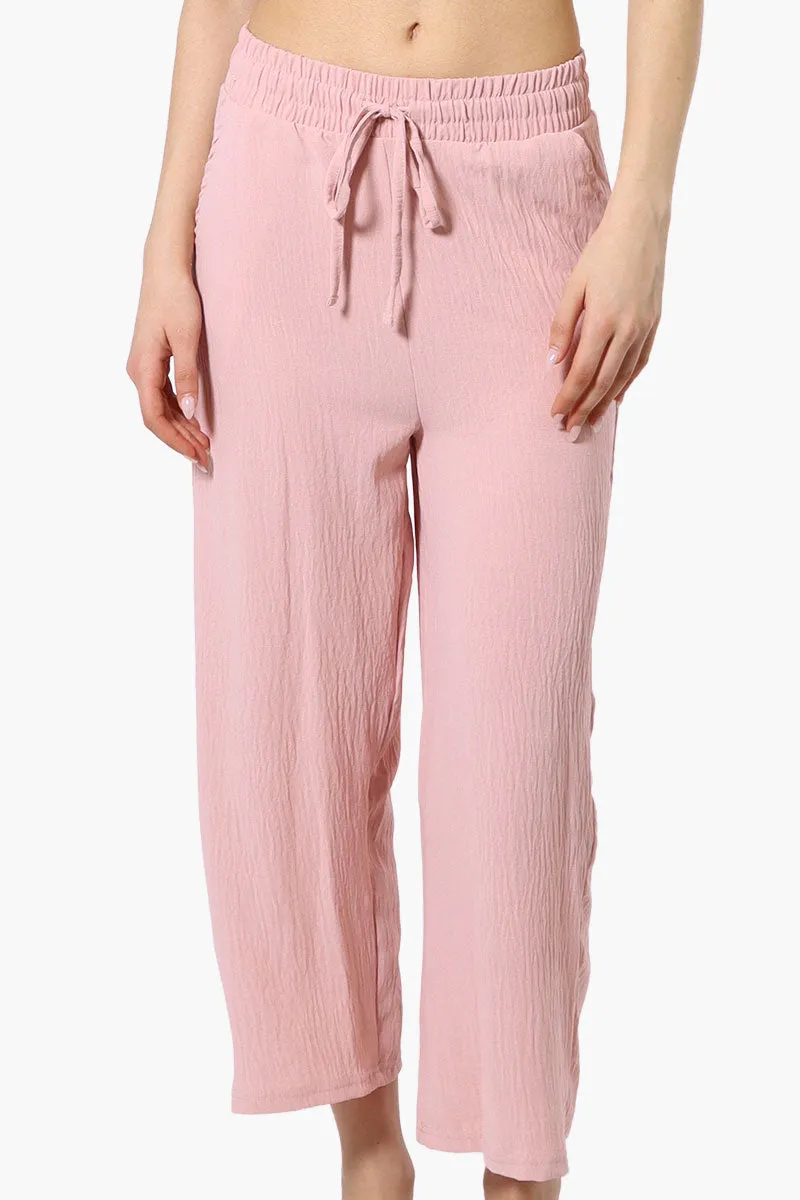 Urbanology Tie Waist Culotte Pants - Pink sold by Fairweather