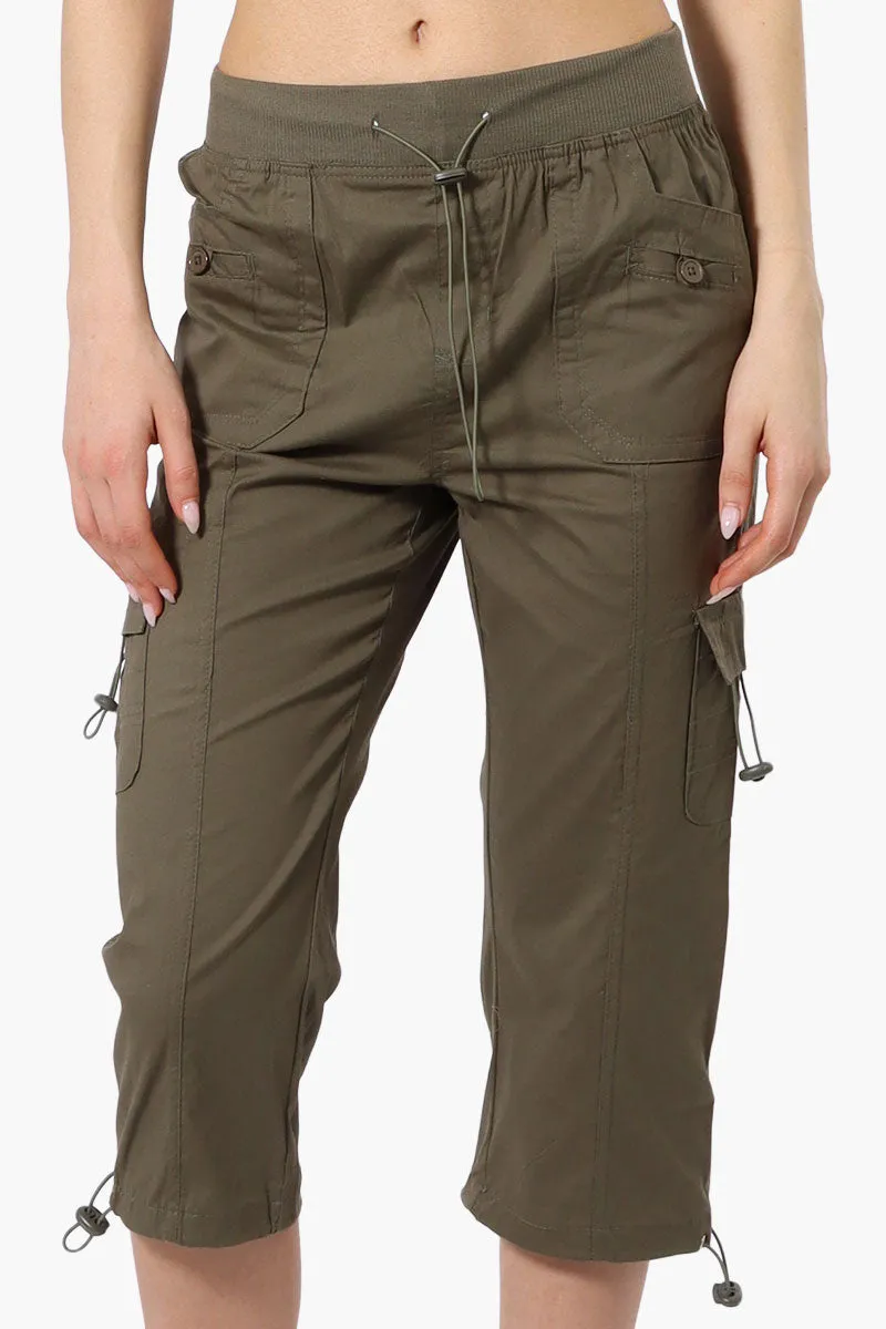 Canada Weather Gear Bungee Waist Cargo Capris - Olive sold by Fairweather