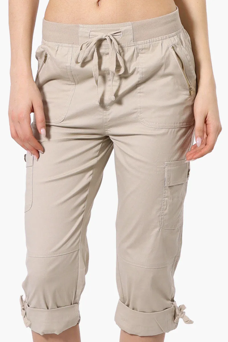 Canada Weather Gear Tie Waist Cargo Capris - Beige sold by Fairweather