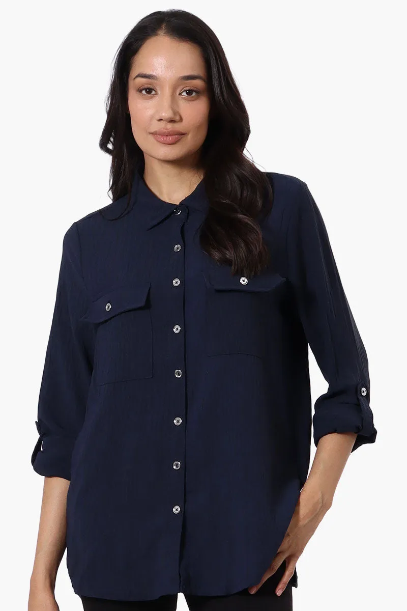 International INC Company Button Down Roll Up Sleeve Shirt - Navy sold by Fairweather