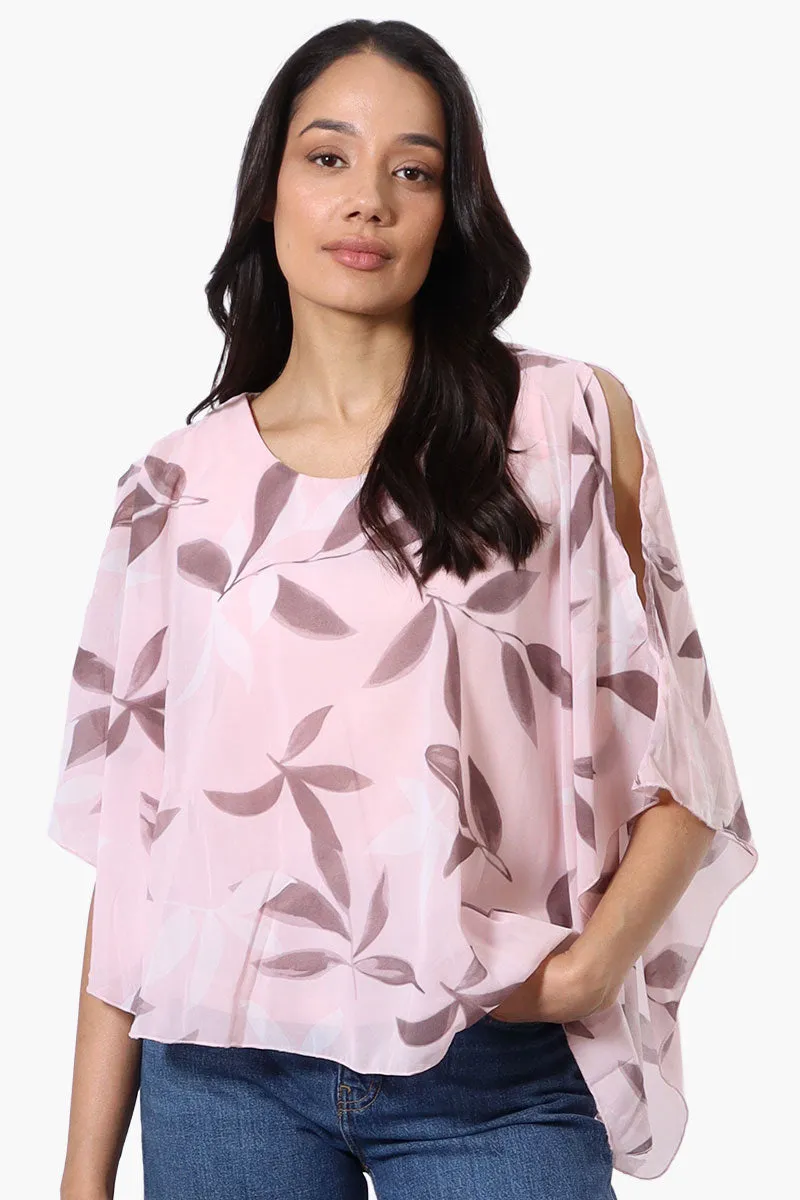 Limite Floral Cold Shoulder Poncho Blouse - Pink sold by Fairweather