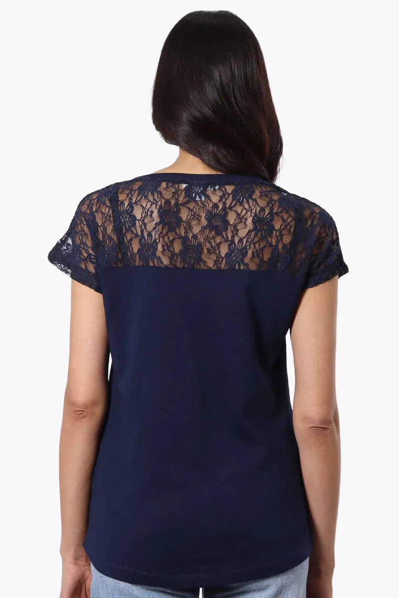 Majora Floral Lace Cap Sleeve Tee - Navy sold by Fairweather product image thumbnail 3