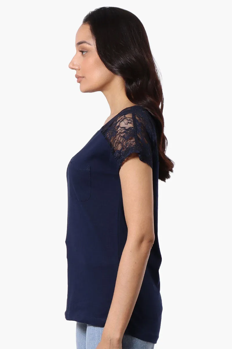 Majora Floral Lace Cap Sleeve Tee - Navy sold by Fairweather product image thumbnail 2