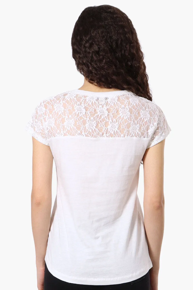 Majora Floral Lace Cap Sleeve Tee - White sold by Fairweather product image thumbnail 3