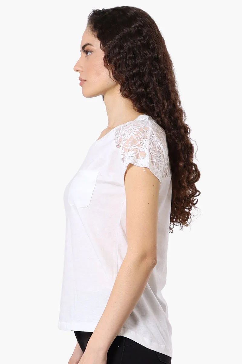 Majora Floral Lace Cap Sleeve Tee - White sold by Fairweather product image thumbnail 2