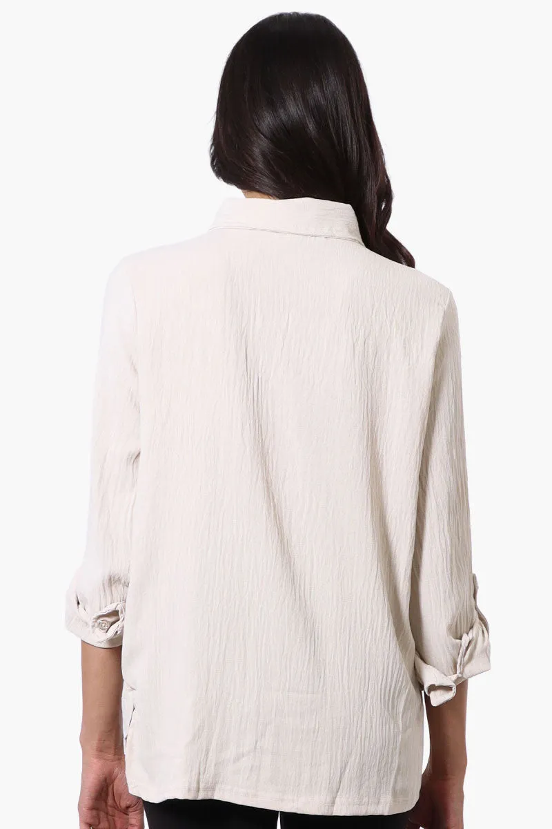 International INC Company Button Down Roll Up Sleeve Shirt - Beige sold by Fairweather product image thumbnail 3