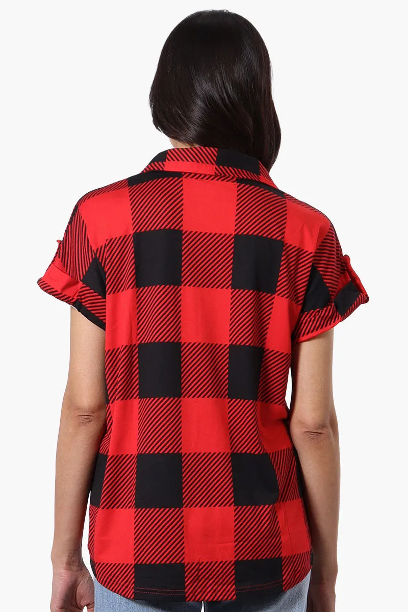 Urbanology Plaid Button Down Short Sleeve Shirt - Red sold by Fairweather product image thumbnail 3