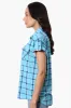 Urbanology Plaid Button Down Short Sleeve Shirt - Blue sold by Fairweather