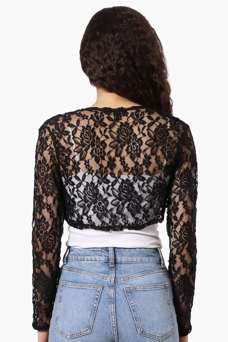 Impress Floral Lace Shrug Cardigan - Black sold by Fairweather product image thumbnail 3