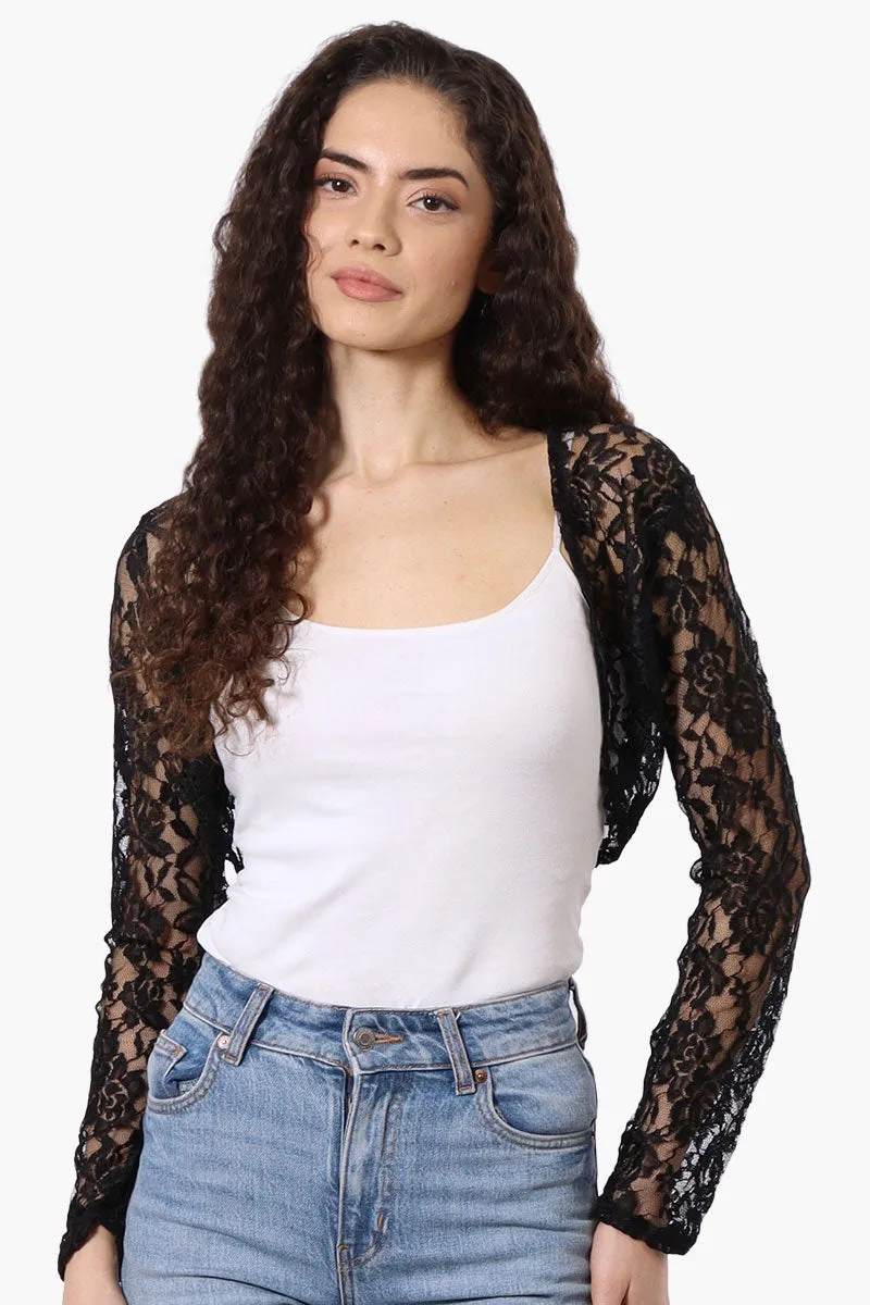 Impress Floral Lace Shrug Cardigan - Black sold by Fairweather