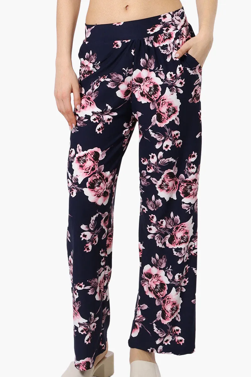International INC Company Floral Wide Leg Pants - Navy sold by Fairweather