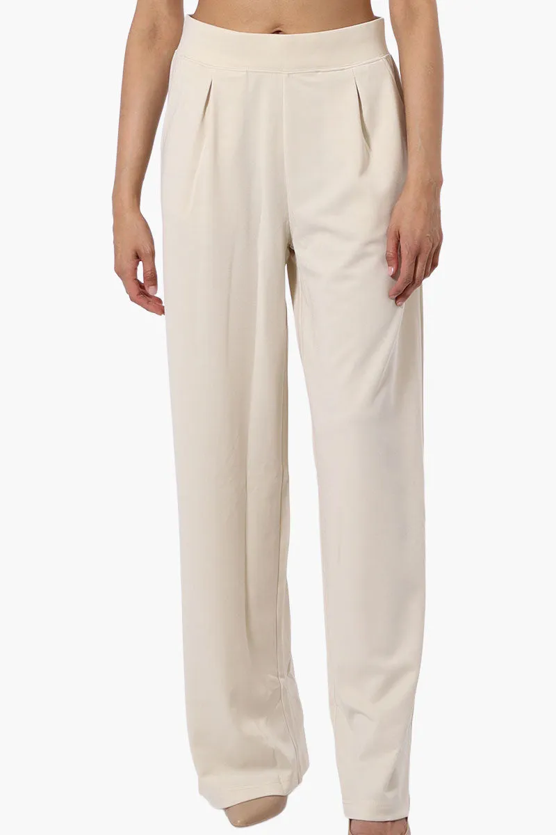 Costa Blanca Pleated Wide Leg Pants - Cream sold by Fairweather