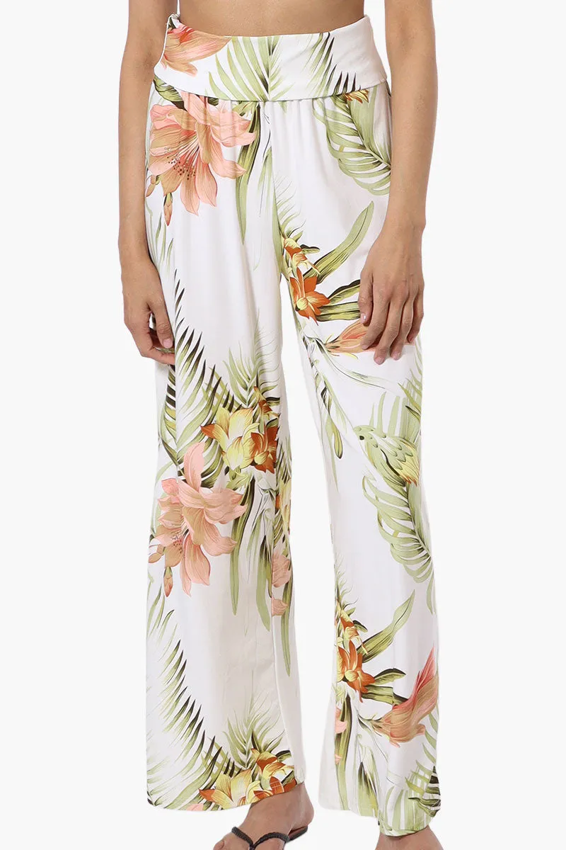 International INC Company Floral Fold Over Palazzo Pants - White sold by Fairweather