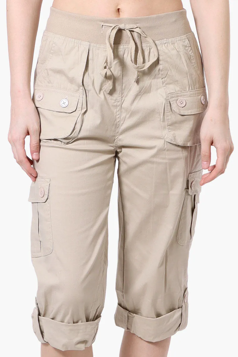 Canada Weather Gear Tie Waist Cargo Capris - Beige sold by Fairweather