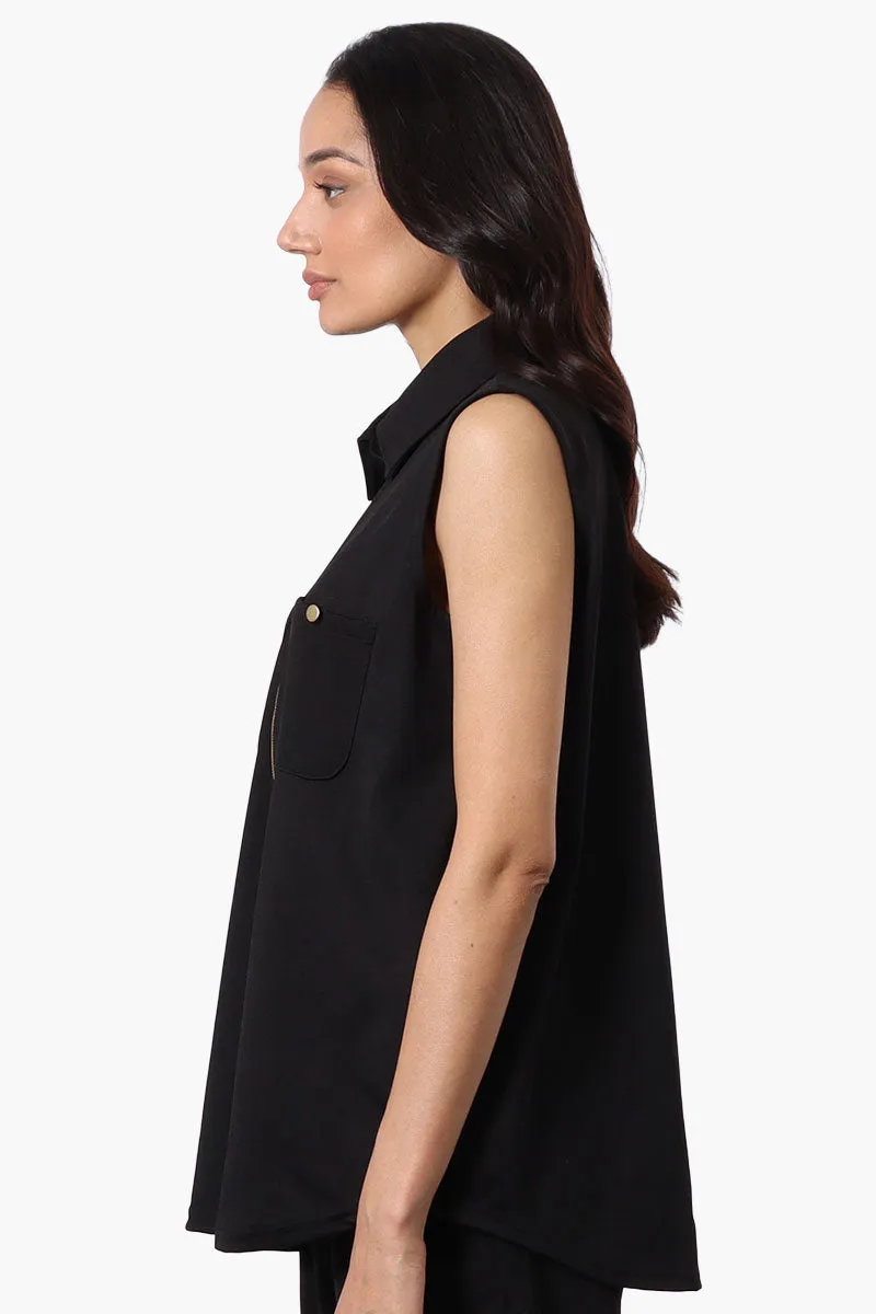 Costa Blanca Half Zip Sleeveless Blouse - Black sold by Fairweather product image thumbnail 2