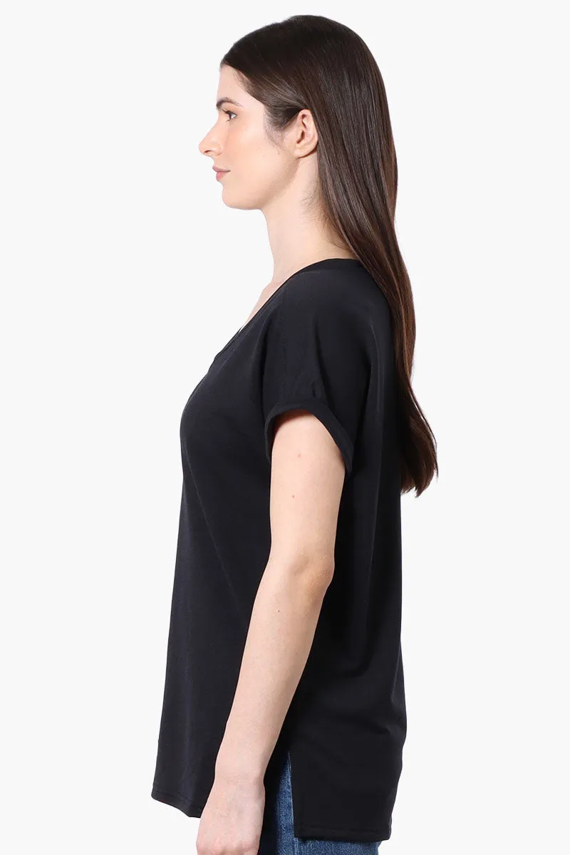 Runaway Bay Sport Cuffed Sleeve V-Neck Tee - Black sold by Fairweather product image thumbnail 2