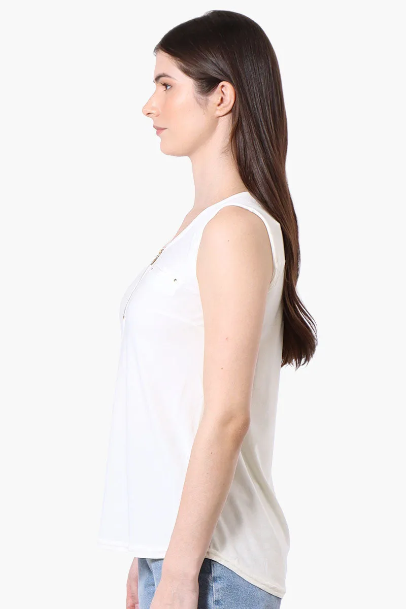 Beechers Brook Basic 1/4 Zip Tank Top - White sold by Fairweather product image thumbnail 2