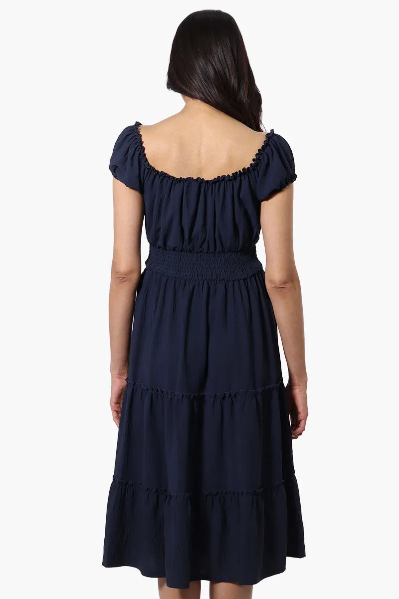 International INC Company Tiered Smocked Waist Maxi Dress - Navy sold by Fairweather product image thumbnail 3