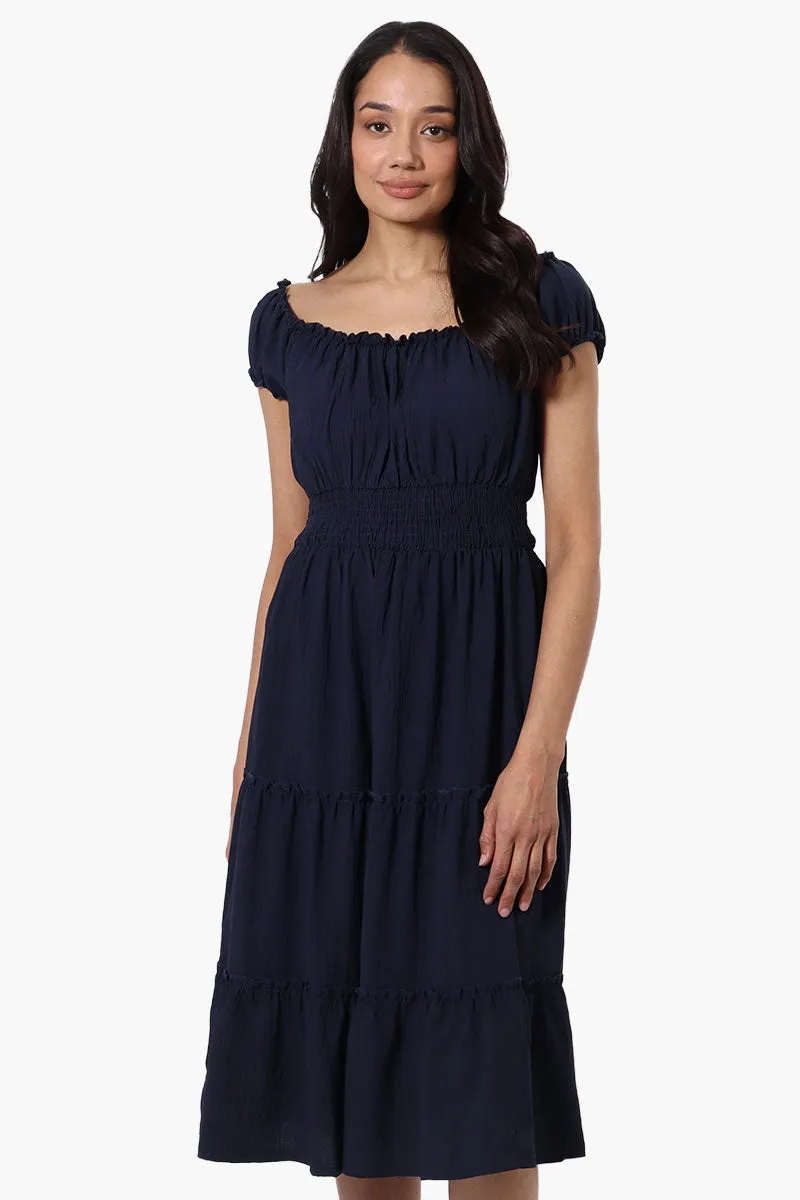 International INC Company Tiered Smocked Waist Maxi Dress - Navy sold by Fairweather
