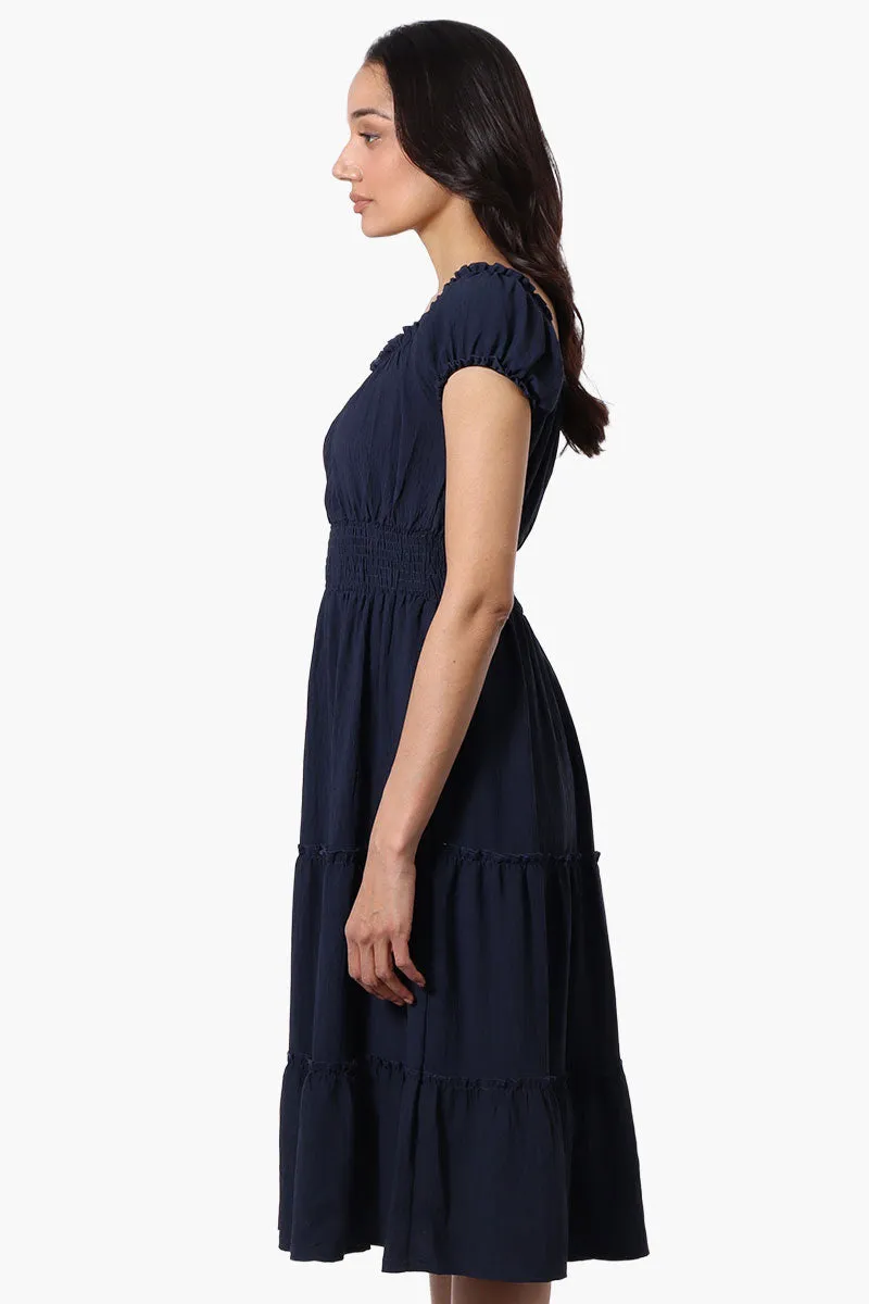 International INC Company Tiered Smocked Waist Maxi Dress - Navy sold by Fairweather product image thumbnail 2