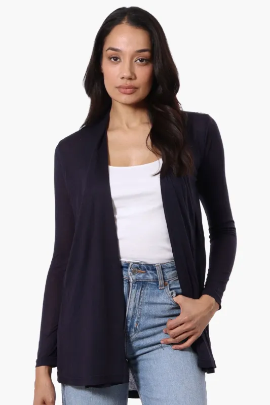 Magazine Long Sleeve Open Wrap Cardigan - Navy sold by Fairweather