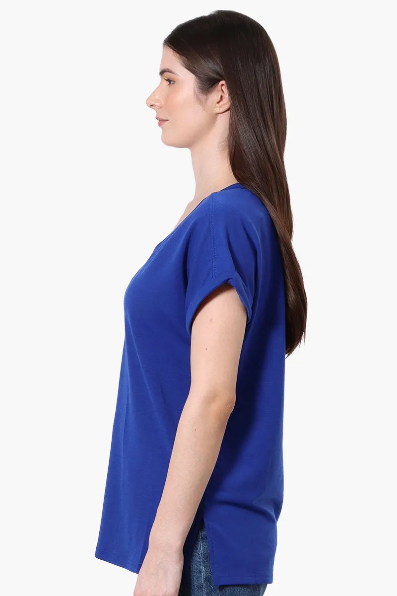 Runaway Bay Sport Cuffed Sleeve V-Neck Tee - Blue sold by Fairweather product image thumbnail 2