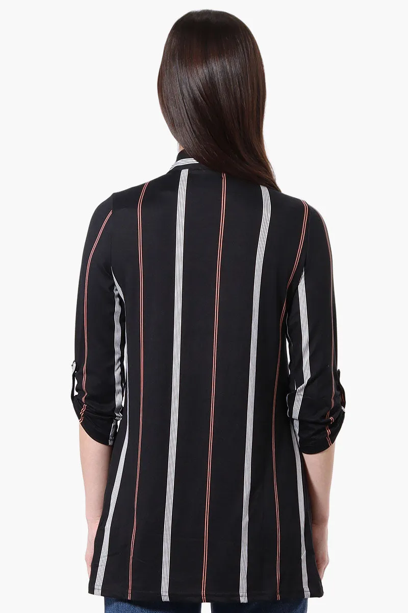 International INC Company Striped Roll Up Sleeve Wrap Cardigan - Black sold by Fairweather product image thumbnail 3