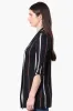 International INC Company Striped Roll Up Sleeve Wrap Cardigan - Black sold by Fairweather