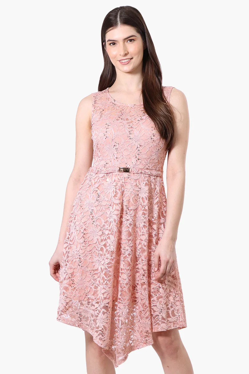Limite Floral Lace Sequin Day Dress - Pink sold by Fairweather
