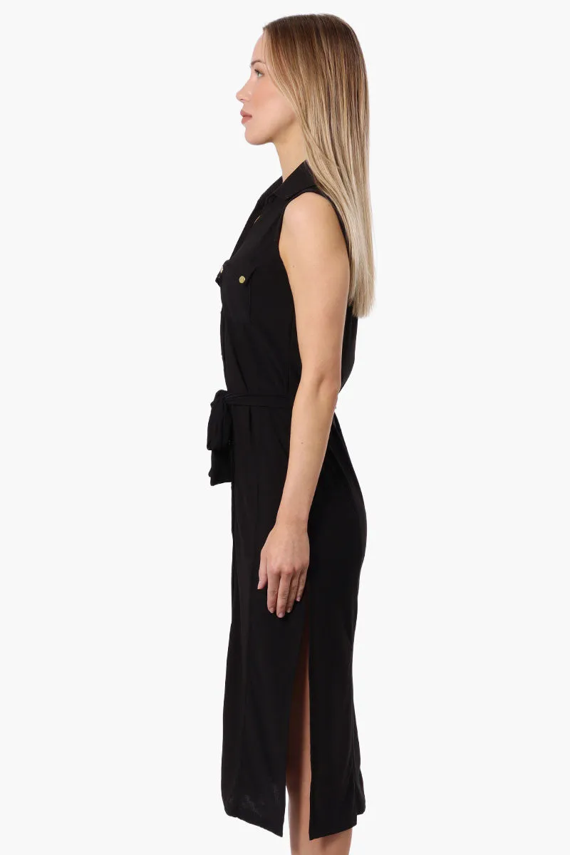 Majora Button Down Belted Maxi Dress - Black sold by Fairweather product image thumbnail 2