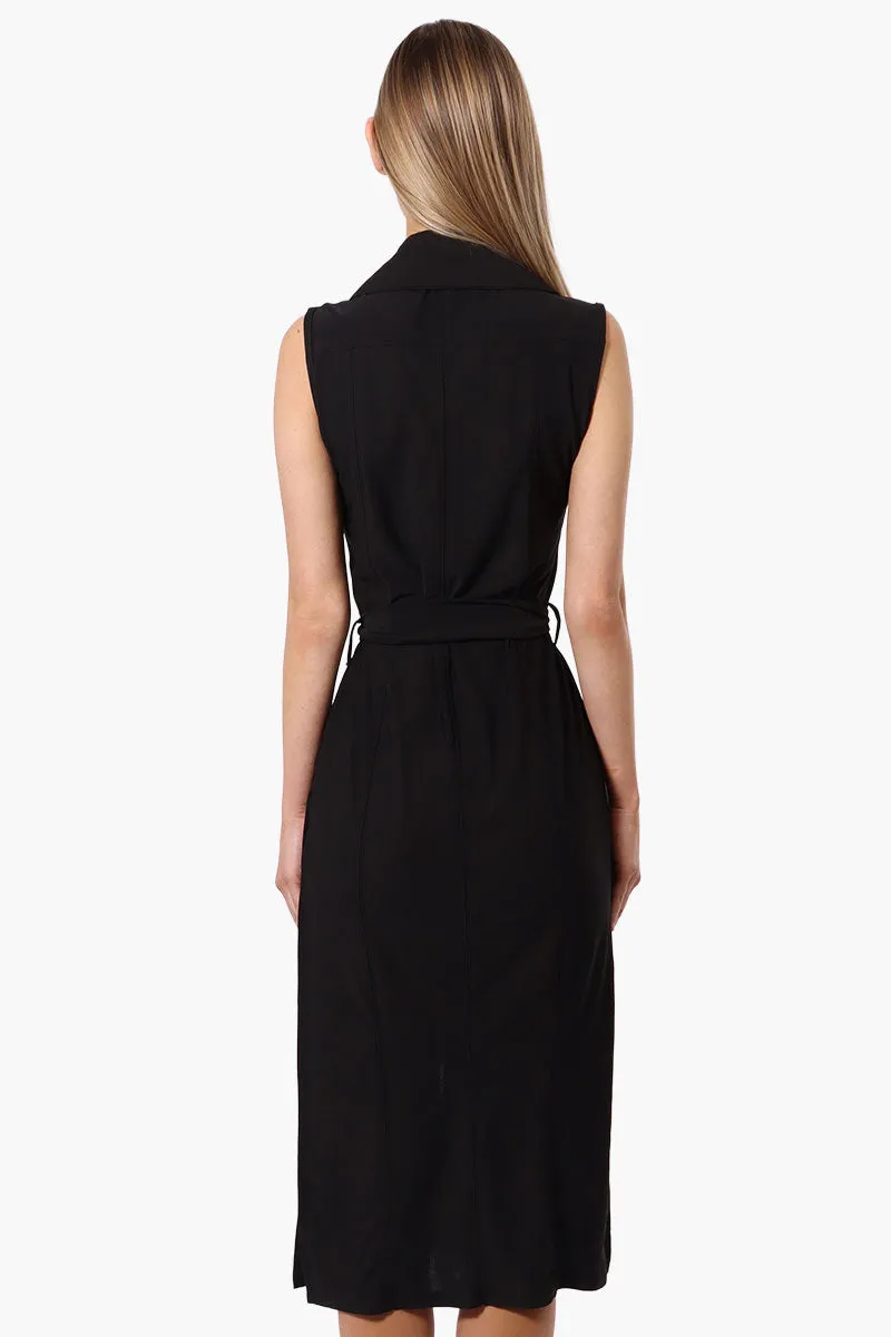 Majora Button Down Belted Maxi Dress - Black sold by Fairweather product image thumbnail 3