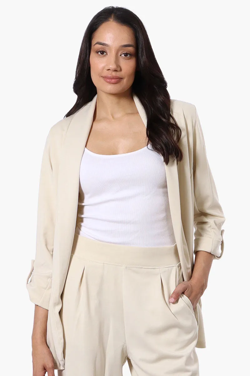 Costa Blanca Roll Up Sleeve Open Blazer - Cream sold by Fairweather