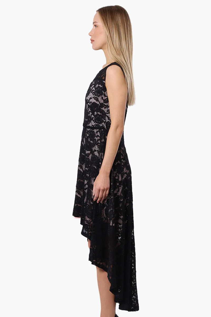 Limite Floral Lace High Low Prom Dress - Black sold by Fairweather product image thumbnail 2