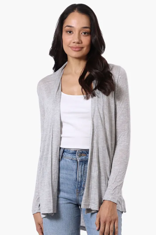 Magazine Long Sleeve Open Wrap Cardigan - Grey sold by Fairweather