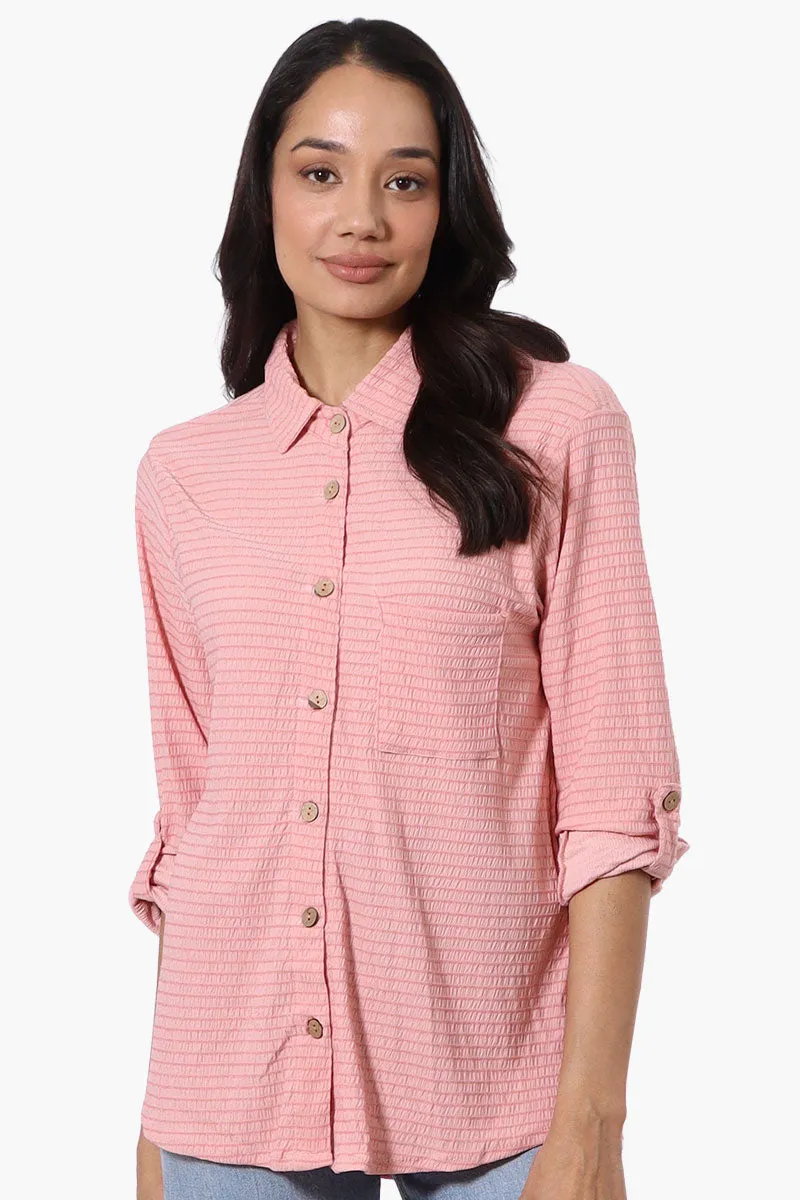 Stylexchange Vintage Button Down Roll Up Sleeve Shirt - Pink sold by Fairweather