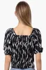 Beechers Brook Patterned Square Neck Cropped Blouse - Black sold by Fairweather